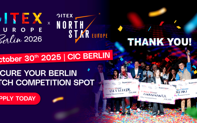 Gewinner der Pitch Competition auf der Bühne der GITEX Europe Berlin