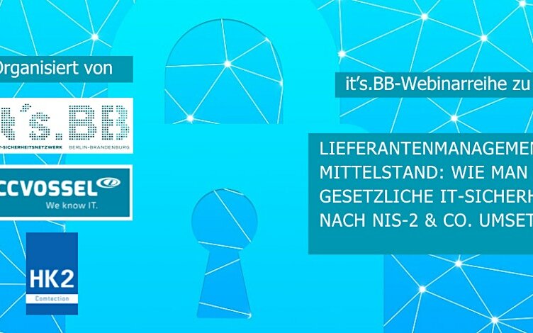 Banner zur Veranstaltung "Lieferantenmanagement im Mittelstand: wie man gesetzliche IT-Sicherheit nach NIS-2 & Co. umsetzt" vom it's.BB e.V.