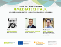 Bild: Banner des #MediaTechTalk vom 12.06.2020 | MediaTech als Lebensretter? - Medientechnologien in der Medizin © MediaTech Hub Potsdam