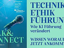 Mikrofon vor Vernetzungshintergrund mit Schriftzug Talk & Connect