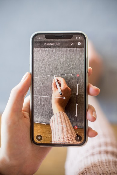 Schnittmuster auf dem Smartphone